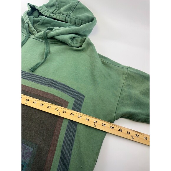 YESNO Long Hooded Sweatshirt Green Ethnic Pattern Drawstring Pullover One Size - Picture 10 of 13